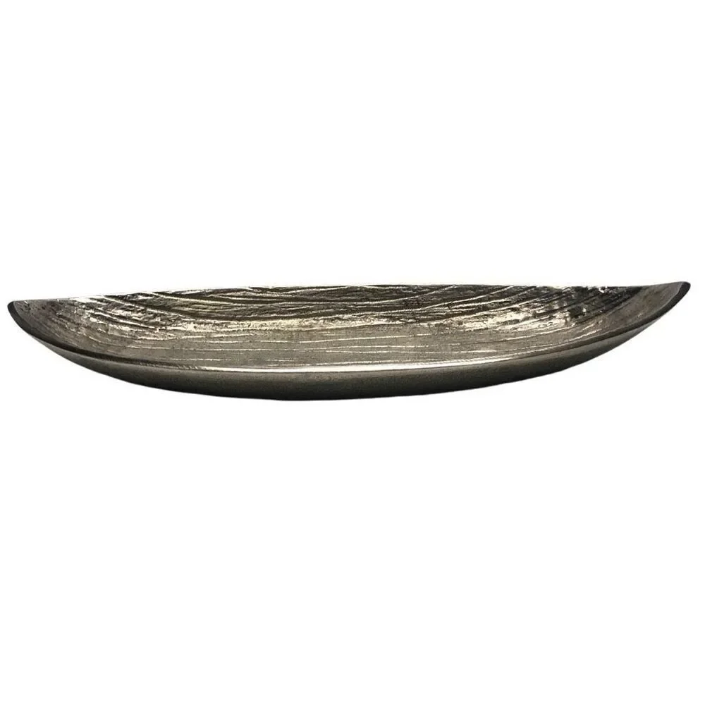 Simply Designz Silver Tone Bark Like Design Long Serving Tray Dish Home Decor